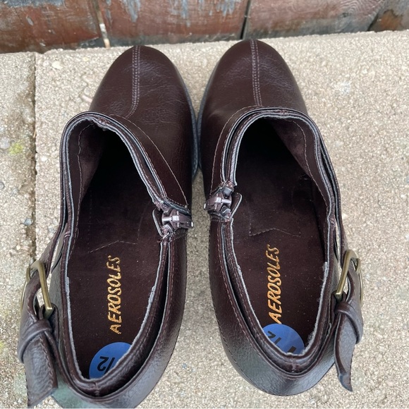 AEROSOLES Women’s Paisley Brown Heel Mule Almond Toe Side Zipper Size 7.5 - Picture 5 of 13